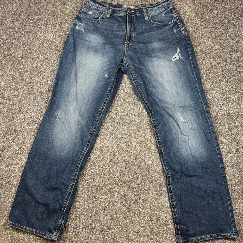 BKE Seth Straight Leg Distressed Jeans Mens 32L Medium Wash ABM1701